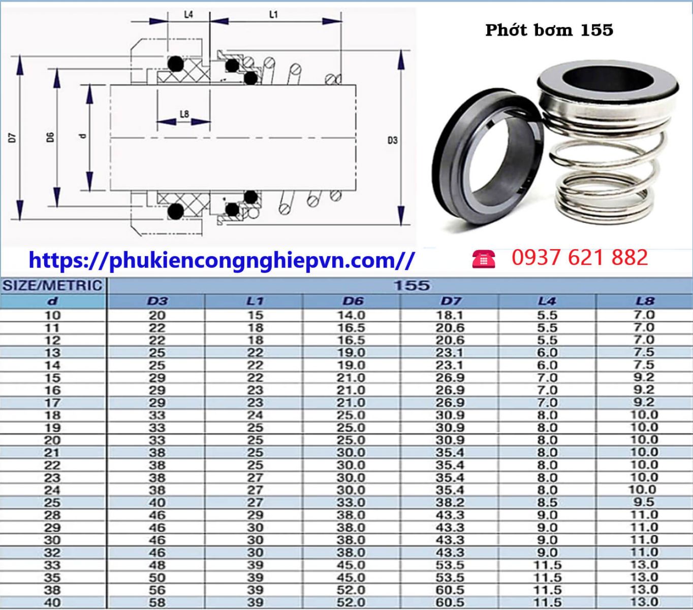 Phớt bơm 155-4(14)